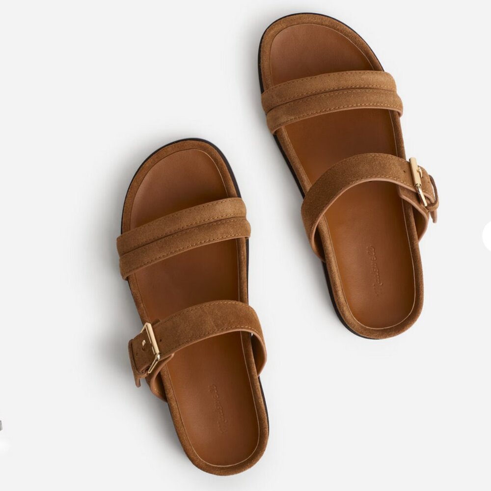 Madewell Dara Double-Strap Slide Sandal in Aged Cognac Size 7.5
